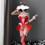 كريسماس لانجري كامل مع التاج و الدلاغات